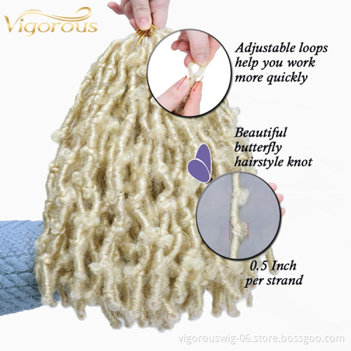 Wholesale price for african hair faux locs crochet private label braids pre stretched butterfly locs synthetic braiding hair